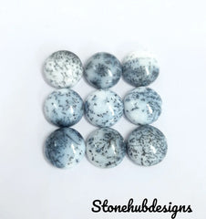 Natural Dendrite Opal Round Cabochon Gemstone, AAA quality Dendrite Opal Plain Round Flat Back Cabochons For Jewelry