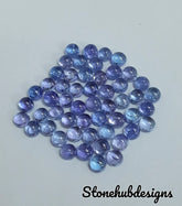 3MM, 4MM Natural Tanzanite Round Cabochon Gemstone, AAA Blue Tanzanite Smooth Round flat back Loose Cabochon Gemstone For Jewelry Making