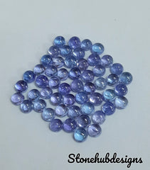 3MM, 4MM Natural Tanzanite Round Cabochon Gemstone, AAA Blue Tanzanite Smooth Round flat back Loose Cabochon Gemstone For Jewelry Making