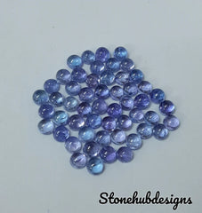 3MM, 4MM Natural Tanzanite Round Cabochon Gemstone, AAA Blue Tanzanite Smooth Round flat back Loose Cabochon Gemstone For Jewelry Making