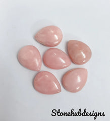 Natural Pink Opal Pear Cabochon Gemstone, AAA Pink Opal Pear Shape Smooth Polished Gemstones Lot For Earring Ring And Jewelry