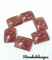 Natural Pink Strawberry Quartz Smooth Octagon Cabochon, AAA Pink Octagon Shape Flat Back Cabochon, Pink Quartz Gemstone For Jewelry Making