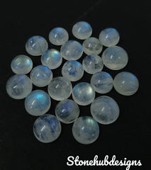 11MM, 12MM, 13MM Natural Moonstone Round Cabochon Stone, Moonstone Calibrated Round Blue Fire Flash Smooth Moonstone For Jewelry