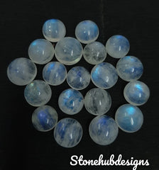 7MM, 8MM, 9MM, 10MM Natural Moonstone Round Cabochon Gemstone, Blue Fire Flash Moonstone Smooth Round Cabs Stone for Jewelry