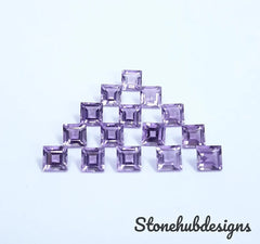 3MM, 4MM, 5MM, 6MM, 7MM, 8MM Natural Amethyst Faceted Square Cut Gemstone, AAA quality Amethyst loose gemstones For Jewelry Making