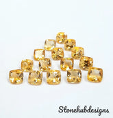 5MM, 6MM, 7MM, 8MM Natural Citrine Faceted Cushion Cut loose gemstone, AAA quality Citrine Cushion For Jewelry Making