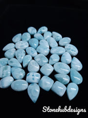 Natural Larimar Cabochon Mix Size/Shapes Gemstone, AAA Larimar Smooth mix size for Larimar Rings, Pendant Jewelry