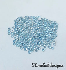 1.50MM, 2MM, 2.50MM Natural Aquamarine Faceted Round Cut Stones, AAA Aquamarine Round Loose Calibrated Cut Gemstone For Jewelry