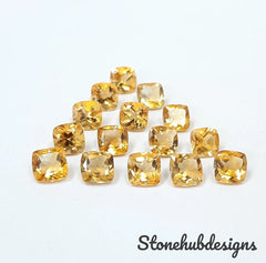 5MM, 6MM, 7MM, 8MM Natural Citrine Faceted Cushion Cut loose gemstone, AAA quality Citrine Cushion For Jewelry Making