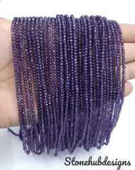 2-2.50MM Natural Amethyst micro cut Faceted Rondelle Beads, Blue AAA Amethyst Beads| tiny Amethyst beads for jewelry