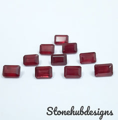 3X4MM, 3X5MM, 4X6MM, 5X7MM RUBY Faceted Octagon Cut Loose Gemstone, AAA Quality Glass Field Ruby Faceted Octagon Loose Gemstone For Jewelry