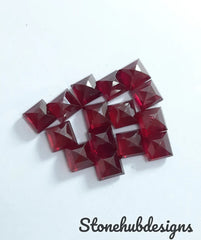 4MM, 5MM, 6MM, 7MM, 8MM, 9MM, 10MM RUBY Faceted Square Cut Gemstone, AAA GF Ruby Square Faceted Loose Gemstone, Ruby Faceted Loose Gemstone