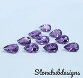 6x8MM, 7x9MM, 8x10MM Natural Amethyst Faceted Pear Cut Gemstone, AAA Purple Color Amethyst Faceted Pear loose Calibrated Size For Jewelry