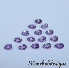 3x5MM, 4x6MM, 5x7MM Natural Amethyst faceted Pear Cut Gemstone, AAA Purple Color Amethyst Pear loose Calibrated Size For Jewelry Making