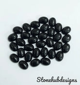 Natural Black Onyx Oval Cabochon Gemstone, AAA BLACK ONYX Smooth Oval Flat Back Cabochon Calibrated size Loose Stone For Jewelry