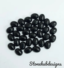 Natural Black Onyx Oval Cabochon Gemstone, AAA BLACK ONYX Smooth Oval Flat Back Cabochon Calibrated size Loose Stone For Jewelry