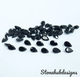 3x5MM, 4x6MM, 5x7MM, 6X8MM Natural Black Onyx faceted Pear Cut Gemstone, AAA BLACK ONYX faceted Pear Loose Calibrated Cut For jewelry making