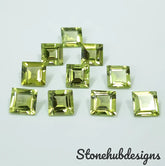 7MM, 8MM Natural Peridot Faceted Square Cut Gemstone, AAA Green Peridot faceted Square Calibrated Size loose Gemstone for jewelry