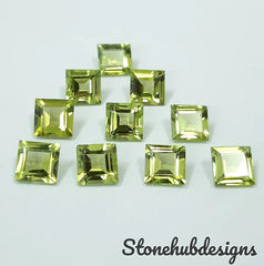 7MM, 8MM Natural Peridot Faceted Square Cut Gemstone, AAA Green Peridot faceted Square Calibrated Size loose Gemstone for jewelry