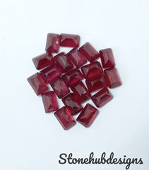 3X4MM, 3X5MM, 4X6MM, 5X7MM RUBY Faceted Octagon Cut Loose Gemstone, AAA Quality Glass Field Ruby Faceted Octagon Loose Gemstone For Jewelry