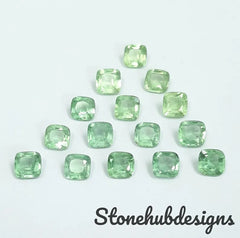 4MM, 5MM, 6MM Natural Mint Green Kyanite Faceted Cushion Cut Gemstone, AAA Quality Rare Green Mint Kyanite Cushion Cut For Jewelry