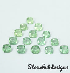 4MM, 5MM, 6MM Natural Mint Green Kyanite Faceted Cushion Cut Gemstone, AAA Quality Rare Green Mint Kyanite Cushion Cut For Jewelry