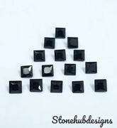 3MM, 4MM, 5MM, 6MM Natural Black Onyx Faceted Square Cut Gemstone, AAA Quality Black Onyx faceted Square loose gemstone for jewelry