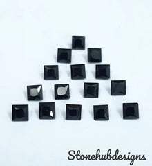 7MM, 8MM, 9MM, 10MM Natural Black Onyx Faceted Square Cut Gemstone, AAA Quality Black Onyx faceted Square loose gemstone for jewelry