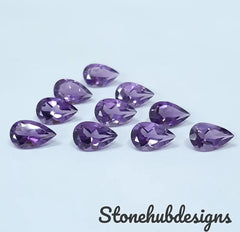 6x8MM, 7x9MM, 8x10MM Natural Amethyst Faceted Pear Cut Gemstone, AAA Purple Color Amethyst Faceted Pear loose Calibrated Size For Jewelry
