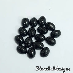Natural Black Onyx Oval Cabochon Gemstone, AAA BLACK ONYX Smooth Oval Flat Back Cabochon Gemstone For Jewelry