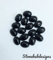 Natural Black Onyx Oval Cabochon Gemstone, AAA BLACK ONYX Smooth Oval Flat Back Cabochon Gemstone For Jewelry