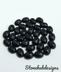 Natural Black Onyx Oval Cabochon Gemstone, AAA BLACK ONYX Smooth Oval Flat Back Cabochon Calibrated size Loose Stone For Jewelry