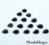 7x9MM, 8x10MM, 9x11MM, 10x12MM Natural Black Onyx Faceted Pear Loose Calibrated Cut Gemstone, AAA Black Onyx Pear Calibrated Cut For jewelry