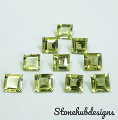 7MM, 8MM Natural Peridot Faceted Square Cut Gemstone, AAA Green Peridot faceted Square Calibrated Size loose Gemstone for jewelry