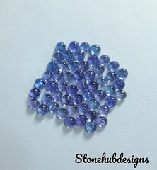 3MM, 4MM Natural Tanzanite Round Cabochon Gemstone, AAA Blue Tanzanite Smooth Round flat back Loose Cabochon Gemstone For Jewelry Making