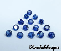 3MM, 4MM, 5MM, 6MM Natural Kyanite Faceted Round Cut Gemstone, AAA Quality Kyanite Round Cut Loose Stone For Jewelry