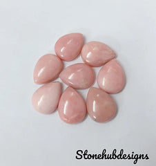 Natural Pink Opal Pear Cabochon Gemstone, AAA Pink Opal Pear Shape Smooth Polished Gemstones Lot For Earring Ring And Jewelry