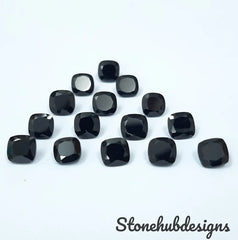 4MM, 5MM, 6MM Natural Black Onyx Faceted Cushion gemstone, 100% Natural AAA Quality Black Onyx Cushion Faceted Loose Gemstone