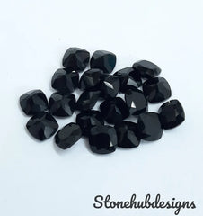 7MM, 8MM, 9MM, 10MM Natural Black Onyx Faceted Cushion gemstone, 100% Natural AAA Quality Black Onyx Cushion Faceted Loose Gemstone