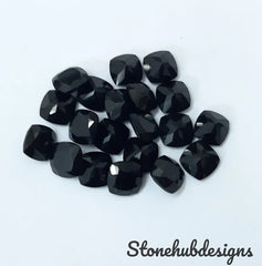 7MM, 8MM, 9MM, 10MM Natural Black Onyx Faceted Cushion gemstone, 100% Natural AAA Quality Black Onyx Cushion Faceted Loose Gemstone