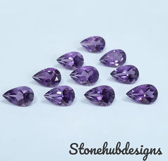 6x8MM, 7x9MM, 8x10MM Natural Amethyst Faceted Pear Cut Gemstone, AAA Purple Color Amethyst Faceted Pear loose Calibrated Size For Jewelry