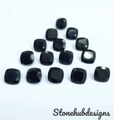 7MM, 8MM, 9MM, 10MM Natural Black Onyx Faceted Cushion gemstone, 100% Natural AAA Quality Black Onyx Cushion Faceted Loose Gemstone