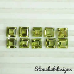 7MM, 8MM Natural Peridot Faceted Square Cut Gemstone, AAA Green Peridot faceted Square Calibrated Size loose Gemstone for jewelry