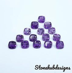 Natural Amethyst Faceted Cushion Cut Gemstone, AAA Purple Amethyst faceted Cushion Cut Calibrated loose gemstones For Jewelry