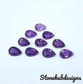 6x8MM, 7X9MM, 8x10MM Natural Amethyst Faceted Pear Cut Gemstone, AAA Purple Amethyst Faceted Pear Cut Loose Calibrated Size For Jewelry