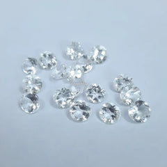 Natural Crystal Quartz Faceted Round Cut Gemstone, AAA White Crystal Quartz Faceted Round Cut For Jewelry