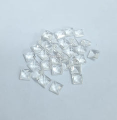 3MM, 4MM, 5MM, 6MM Natural Crystal Quartz Faceted Square Cut Gemstone, AAA White Crystal Quartz faceted Square cut For Jewelry