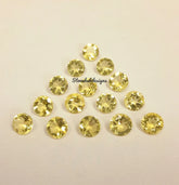6MM, 7MM, 8MM Natural Lemon Quartz Faceted Round Cut Stone, AAA Lemon Quartz Faceted Round Loose Calibrated Cut Gemstone For Jewelry