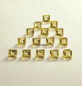 4MM, 5MM, 6MM, 7MM, 8MM, 9MM, 10MM Natural Lemon Quartz Faceted Square Cut Gemstone, AAA Lemon Quartz Square cut For Jewelry Making