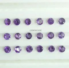 3MM, 4MM, 5MM Natural Amethyst Faceted Round Cut Gemstone, AAA Quality Amethyst Round Cut Sizes for Jewelry Making